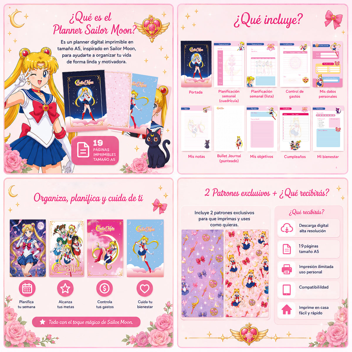 Planner Digital DESCARGABLE Sailor Moon